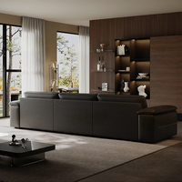 Ensemble de canapés modulaires inclinables en cuir de luxe moderne, design en forme de L, pour bureau, appartement, hôtel, école, usage commercial, cuir véritable