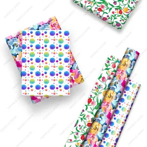 Diy Inpakpapier Fabriek Direct 17*144 Inch Kleurrijke Bloem Cadeaupapier Set Voor Kerst Cadeaupapier