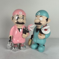 Schwarze Mario Super Killer Figur Statue Dekorative Harz-Skulptur für Pop-Art Filmcharakter Ornament Kunstharz-Handwerk
