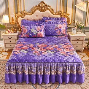 American Style Purple Lilac Velvet Colcha Impresso Set 4-Piece <span class=keywords><strong>Sleep</strong></span> Aid confortável - Product Image 2