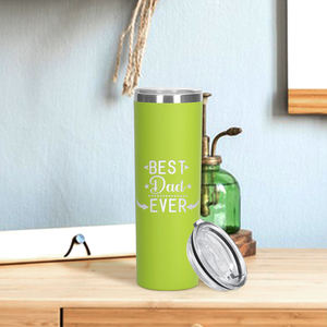 Gobelet isotherme à double paroi en acier inoxydable blanc, personnalisé, 20 oz, fin et droit, anti-fuite, pour le voyage, avec couvercle - Product Image 4