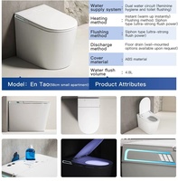 WC intelligent compact 58 cm avec siphon intégré, chauffage instantané, double circuit d'eau, auto-nettoyant pour petite salle de bain d'appartement