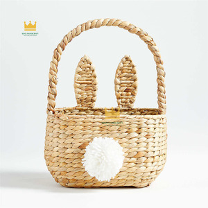 Panier à lapin en jacinthe d'eau avec poignée supérieure, pour organiser la chambre des enfants, panier artisanal en fibres végétales - Product Image 5