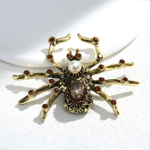 Venta de liquidación nueva moda mujer broche perla diamantes de imitación bronce antiguo abeja araña Metal animal broche - Product Image 3