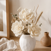 Fleur de lotus en bois de Sola de 7 cm, perforée, faite à la main, séchée, décoration d'intérieur pour salon, intérieur/extérieur, mariage, Noël