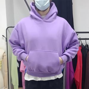 เสื้อฮู้ดดี้ทรงบ็อกซี่ผ้าฝ้ายเฟรนช์เทอร์รี่สองชั้น 400 กรัม สตรีทแวร์ ฮู้ดดี้ครอปทรงหนาสำหรับผู้ชาย ผู้ผลิตเสื้อฮู้ดดี้ 500 กรัม - Product Image 2