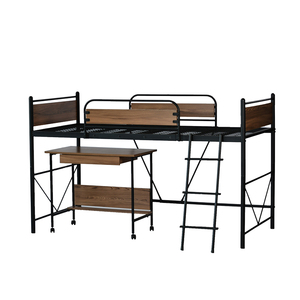 Letto <span class=keywords><strong>a</strong></span> Soppalco Doppio in Metallo Nero con Ringhiera e Scala, Robusto e Salvaspazio, Non Richiede Box Spring - Product Image 6