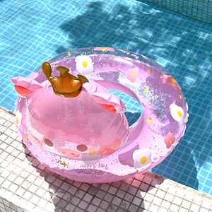 Bouée gonflable tête de cochon pour enfants avec couronne anti-retournement pour utilisation en piscine - Product Image 2