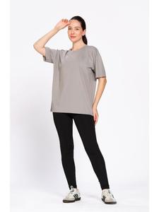 <b>Women</b> Grey Cotton Oversized T <b>Shirt</b> Solid Casual Wear <b>Loose</b> Fit Crew Neck Short Sleeve Everyday Fashion Top Wholesale Clothing - Product Image 4