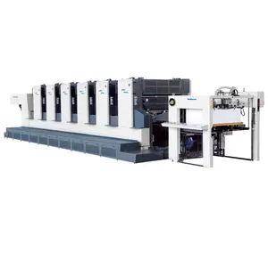 Máquina de impresión en offset de 5 colores, 1030x720mm, XJ103-5 + L, con unidad de recubrimiento a base de agua