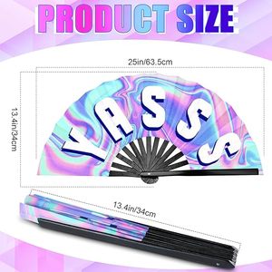 Customized Personalized 13 Inch Kungfu Fan UV Glow Big Clack <b>Disco</b> Folding Fan for Rave - Product Image 2