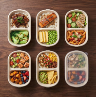 32oz 2-delige ovale suikerrietbagasse ecologische wegwerp lunchbox deksel 6cm hoog diepe gedeelde schaal voor professioneel gebruik