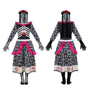 Nuevo <span class=keywords><strong>Disfraz</strong></span> de <span class=keywords><strong>Novia</strong></span> del Día de Muertos, Vestido Fantasma con Estampado de Calaveras y Flores para Cosplay de Halloween - Product Image 2
