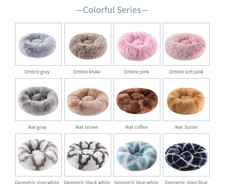 Dropshipping Fluffy Round Calming Bed Waterproof Pet Bed Dog Bed