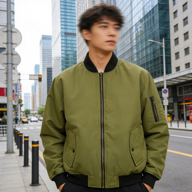 Hot Sale Men's Green Outdoor Cycling Jacket Windproof Waterproof Breathable Sailar Collar with Zipper and Multiple Pockets