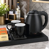 Vente directe usine – Ensemble bouilloire électrique sans fil en acier inoxydable 1,2 L pour hôtel, 1500 W, ébullition rapide, arrêt automatique