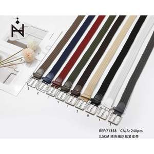 Correa de cuero elástica trenzada de color sólido de 3,5 cm para hombres y mujeres, ropa informal - Product Image 3