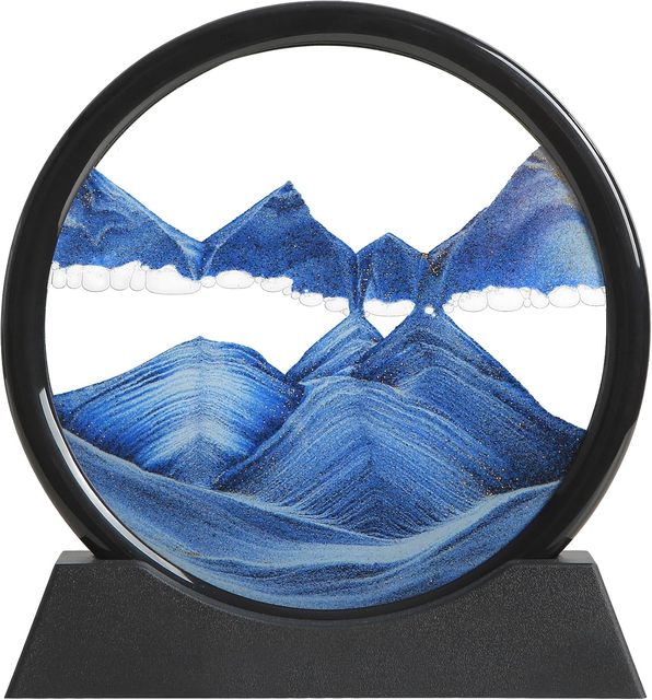 3D Moving Sand Art Picture Round Tempered Glass Flowing Sand Frame Kinetic Desktop Decor Relaxing Home Office Gift Wholesale