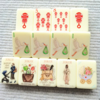 Jeu de Mahjong américain de luxe en acrylique blanc crème de 160 pièces avec motif personnalisé sur le thème Maman et Bébé