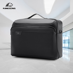 Kingsons Men's Business Briefcase Black Polyester Waterproof Laptop <b>Bag</b> Large Capacity Zipper Closure Travel <b>Work</b> Use - Product Image 1