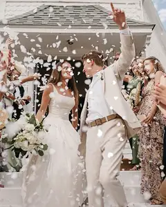 Thánh Đám Cưới Phân Hủy Sinh Học Giấy Trắng Confetti Đảng Popper Áp Suất Không Khí Confetti Pháo Cho Đám Cưới Lễ Hội Đảng