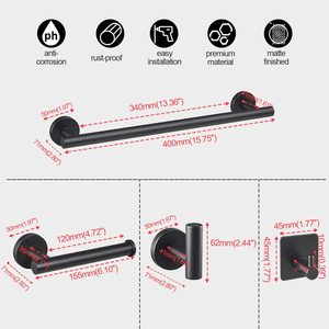 Accessoires en acier inoxydable <span class=keywords><strong>accessoire</strong></span> de salle set ensembles de luxe ensembles de matériel de bain noir salle de bains produits de luxe salle de bains accès - Product Image 4