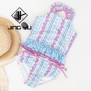 Designer <b>Swimsuit</b> Luxury Summer Print Ruffle Two Piece <b>Swimsuit</b> Custom Recycled Nylon Girls Bikini - Product Image 1