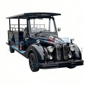 Black Vintage Electric Sightseeing Bus, Retro Classic Style Multi-Passenger Shuttle Cart for Resort & Cemetery - Product Image 1