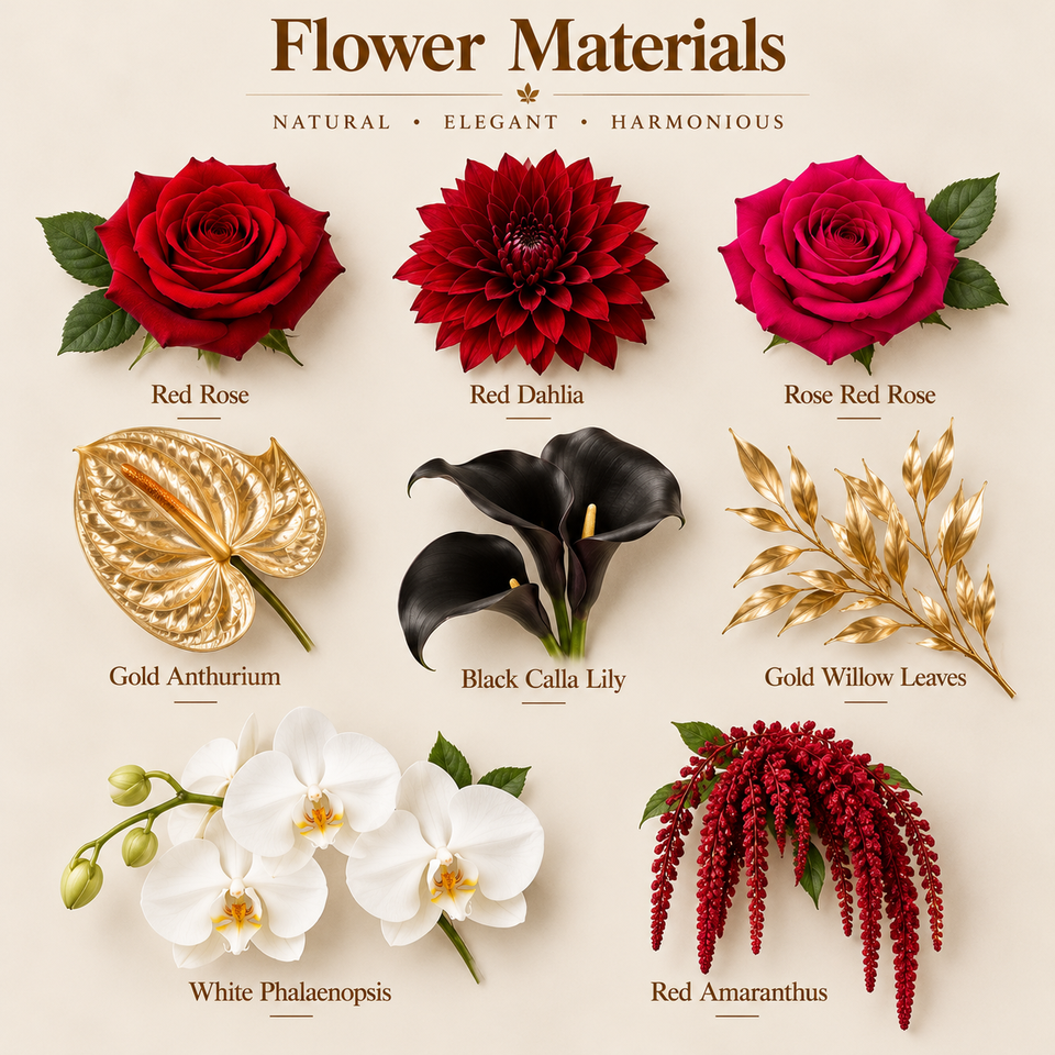 Red Rose Colouring In Waterfall Bridal Bouquet Artificial Red Gold Rose Amaranthus Trailing ...