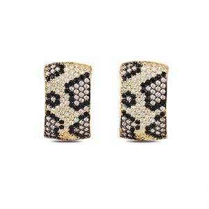 Orecchini a Perno E4598 in Oro Bianco con Cristalli Geometrici e Micro Inserti di Strass, Gioielli Trendy da Festa per Donne - Product Image 1