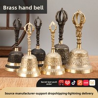 Religious Instruments Supplies Large Esoteric Buddhist Taoist Three Pure Ones Bells Brass Antique-Style Hand Bells Made China