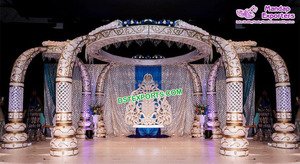 Mejor Rajwada Wedding Mandap Set Grand Bollywood Wedding Fiber Mandap Noruega Exclusivo Gold Wedding Bollywood Mandap Decoraciones EE. UU. - Product Image 3
