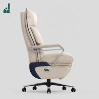 Chaise de bureau de direction haut de gamme en cuir véritable moderne avec fonction massage, hauteur réglable, base pivotante, multifonctionnelle et luxueuse