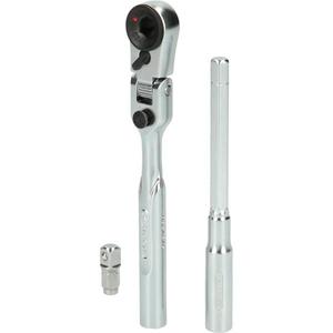 KS TOOLS - 918.1590 Juego de 3 Llaves de Trinquete de 1/4'' con Adaptador de Enchufe para Dados (3 piezas) - EAN 4042146757659 LLAVES DE TRINQUETE 1/4\" - Product Image 1