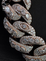 Chaîne et bracelet personnalisés en or rose 18 carats avec diamants VVS de laboratoire, style Miami Cuban Link, pour homme, bijoux hip-hop
