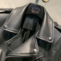 Veste en cuir véritable classique noire slim avec ceinture, veste en cuir pour femme, veste en cuir de motard