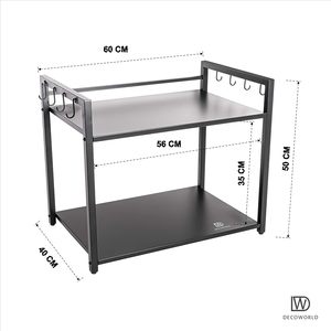 Modern 2-Tier Metal Coffee Station Organizer Rack with Mug <b>Hooks</b> – Kitchen Counter Storage <b>Shelf</b> Wholesale Price Collection - Product Image 4