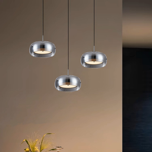 Lampadario Vintage Moderno in Vetro <span class=keywords><strong>Grigio</strong></span>, Illuminazione per Sala da Pranzo di Villa, <span class=keywords><strong>Paralume</strong></span> Semicircolare, Installazione Sospesa per Ristorante - Product Image 2