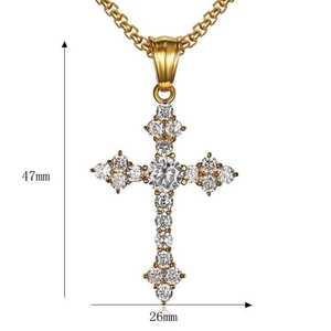 Pendentif Croix <span class=keywords><strong>Catholique</strong></span> Hip Hop pour Hommes, Collier Religieux en Acier Inoxydable, Bijoux Chrétiens Imperméables et Inoxydables pour Homme - Product Image 2