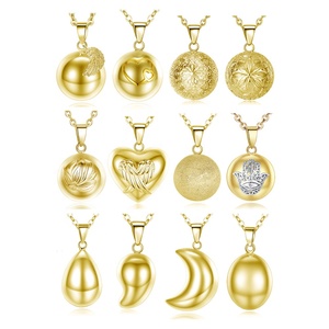 Collar con colgante <span class=keywords><strong>de</strong></span> bola <span class=keywords><strong>de</strong></span> carillón <span class=keywords><strong>de</strong></span> armonía mexicana chapado en oro <span class=keywords><strong>de</strong></span> 18 quilates Chapado en plata esmerilada para mujer - Product Image 3