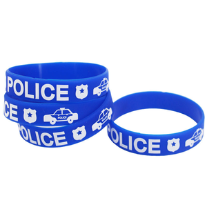 <span class=keywords><strong>Pulseras</strong></span> de Goma con Estampado de Dibujos Animados de Coche de Policía para Niños, Eventos Infantiles, Pulsera Ecológica - Product Image 4