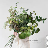 Fleurs artificielles en soie DIY faites à la main, plantes vertes, eucalyptus, palmier Areca, branche unique, pour mur de fond paysager QiYing Victory