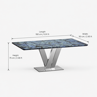 Meubles de salle à manger de luxe, ensemble de table à manger en pierre frittée, table imperméable 6 places pour hôtel, appartement