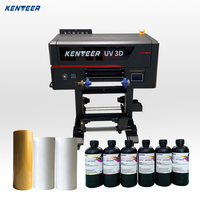Imprimante d'étiquettes 3D Kenteer A3 30cm à tête unique UV DTF pour impression d'autocollants en cristal avec laminateur rouleau à rouleau 2-en-1