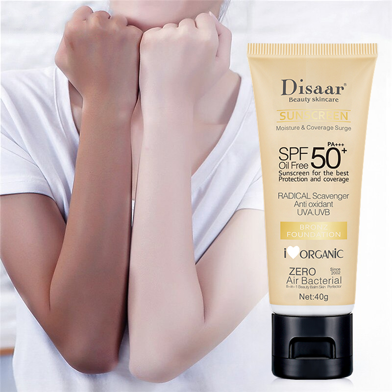 Disaar SPF 50 Natural Sun Protection Tinted Foundation Moisturizer Organic Sunscreen Cream For All Skin