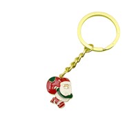 Noel Baba Anahtarlığı, 80x30mm, Parlak Emaye Metal Süs, Noel Hediyeleri İçin, Altın