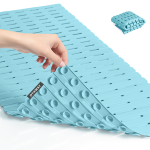 OTHWAY Shower <strong>Mat</strong> Non Slip Easy to Cut Shower Floor <strong>Mat</strong>, Machine Washable Bathtub <strong>Mat</strong>, Light <strong>Blue</strong> Non Slip Soft <strong>Bath</strong> <strong>Mat</strong> Tub - Product Image 1