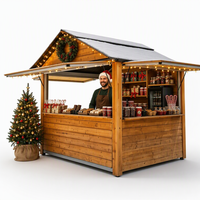 Kiosque à café en bois avec fenêtre de service, stand de vente personnalisé, chalet préfabriqué en bois pour marché de Noël et événements hivernaux