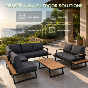 Ensemble de canapés de patio en aluminium pour hôtels et cabanes : Cadre en aluminium soudé par points, conçu pour l'extérieur - Product Image 4