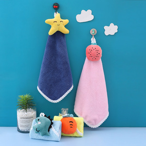 Toalla de mano con forma de animal Fan Xin, de coralina, con diseño de dibujos animados, para colgar en el baño, para niños y adultos - Product Image 2